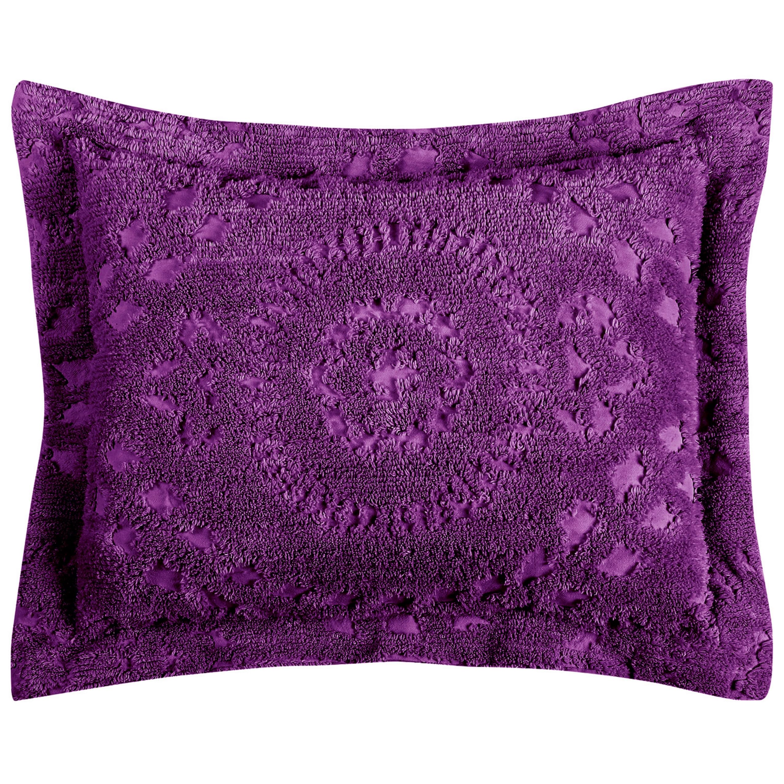 Better Trends Rio Collection is Super Soft and Light Weight in Floral Design 100% Cotton Tufted Unique Luxurious Machine Washable Tumble Dry, Standard Sham, Plum