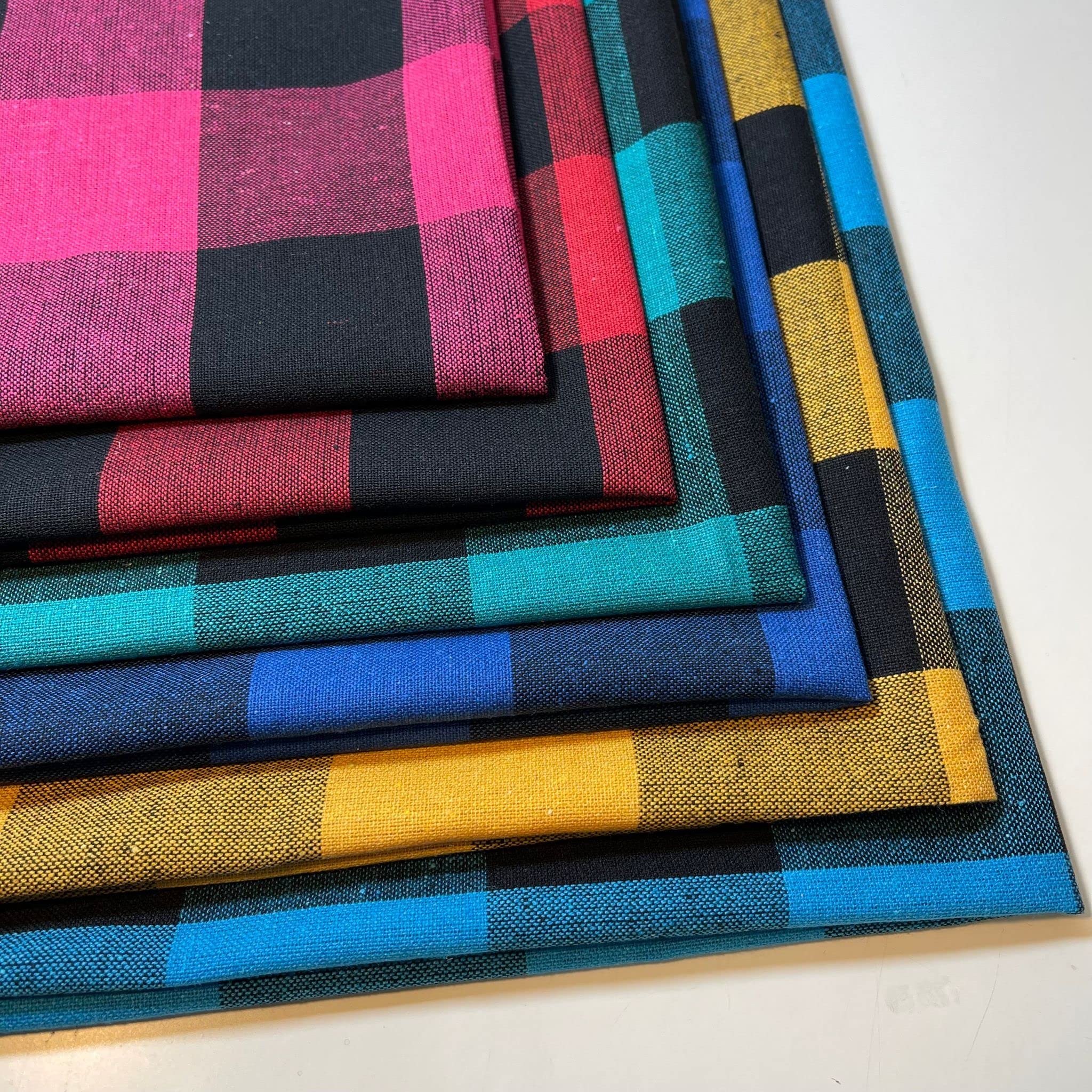 Polycotton/Cotton Fabric Bundles Fat Quarter Squares Children Crafts Sewing Material/Gingham Check/Patchwork Sewing Quilting DIY/Polka Dot Fabric Scrapbook Craft 50x50cm (Cotton Gingham 2" (6 pcs))