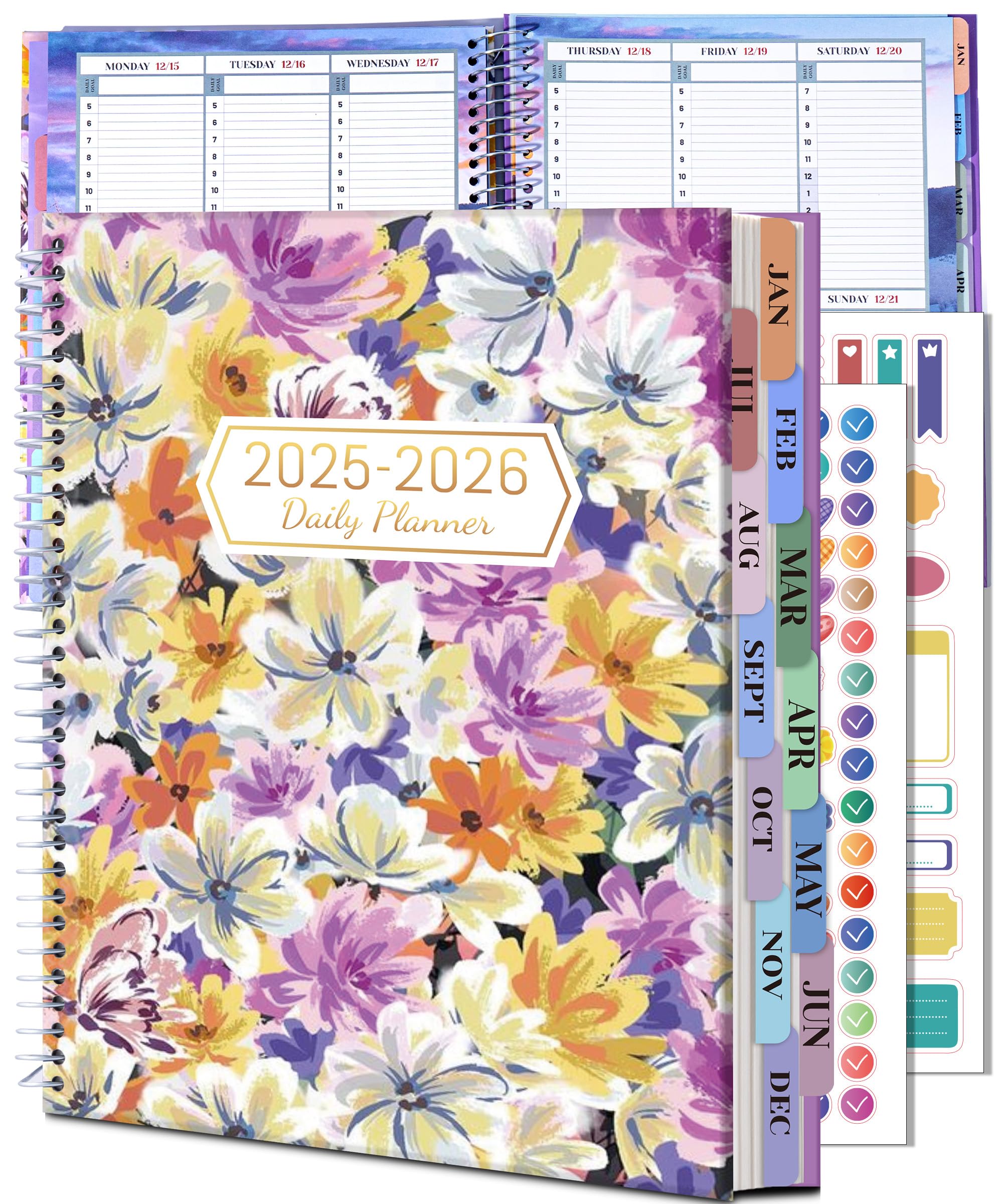 Photo 1 of CAGIE Planner 2025-2026 Monthly (July 25-June 26), 12 Month Academic Planner 8.5"x11", Large Academic Calendar with Hourly Timeslot, Monthly Tab, Spiral Binding, Bookmark, Purple