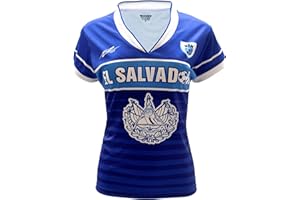 Arza Sports El Salvador Slim Women Soccer Jersey Blue/White/Pink Short Sleeve V-Neck