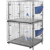 Stackable Rabbit Cage with Feeder and Water Bottle, 24 x 24 x 16 inches, Guinea Pig Ferret Bunny Hutch (2)