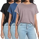 Siimcuzy 3 Pack Womens Oversized Tshirts Summer 2025 Plus Size Loose Fit Short Sleeve Casual Business Fashion Trendy Tops