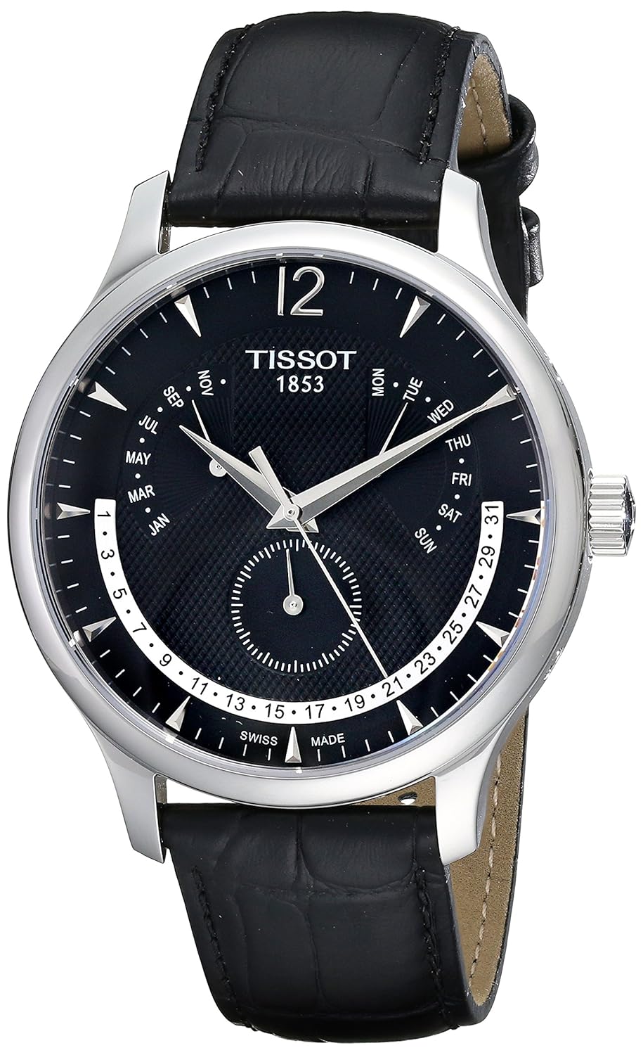 Tissot Men's T0636371605700 'Tradition' MultiFunction Black Leather