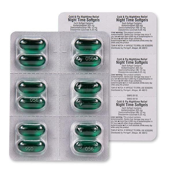 AMAZON BASIC CARE NIGHTTIME COLD & FLU RELIEF, PAIN RELIEVER, FEVER REDUCER, 6 HOUR COLD MEDICINE, COUGH SUPPRESSANT, ANTIHISTAMINE, 48 COUNT