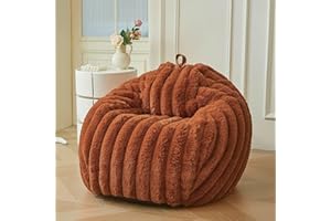 MEGO Fluffy Faux Rabbit Fur Bean Bag Chair Cover(No Filler), Cozy Plush Shaggy Striped Stuffed Animal Storage Bean Bag, 3FT F