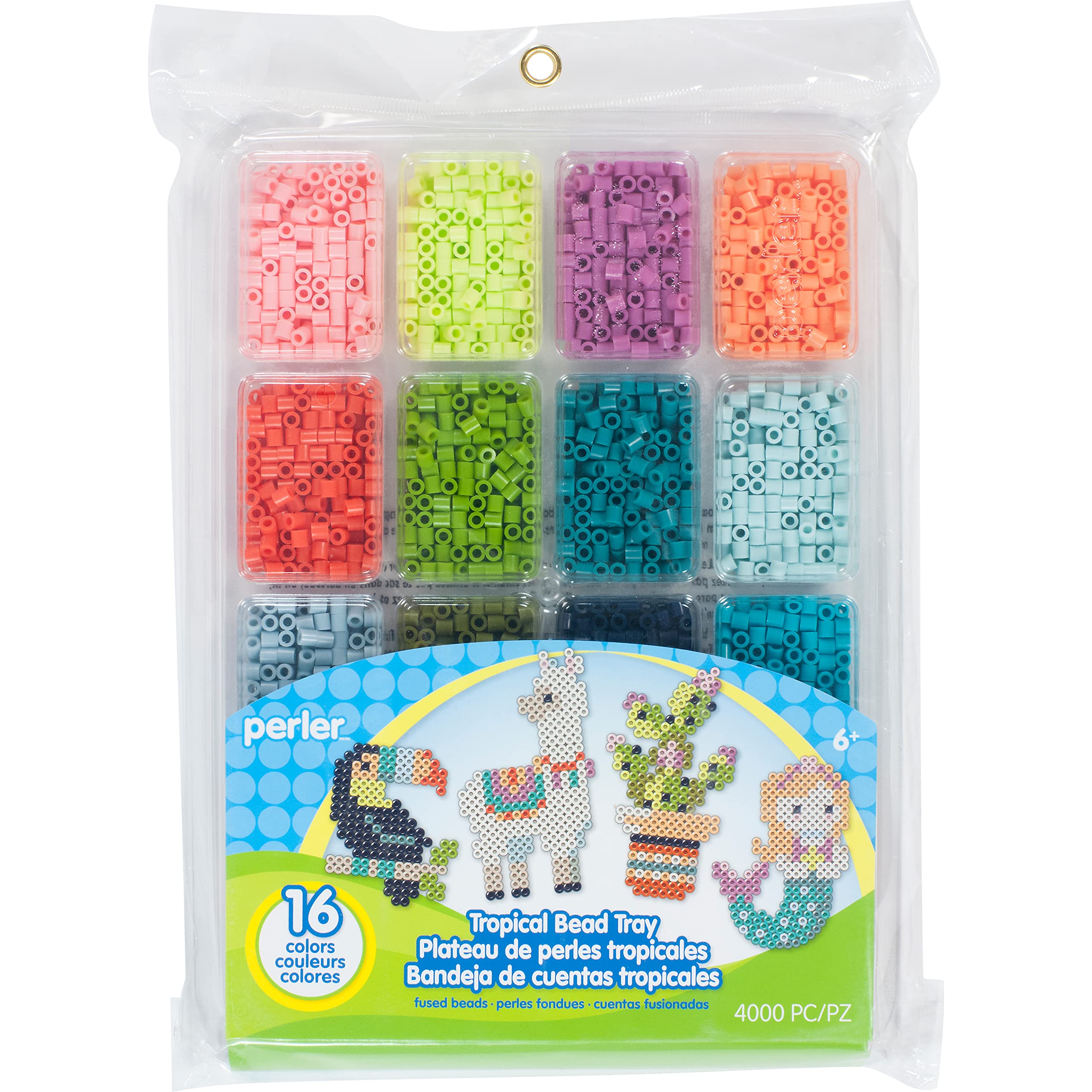 Photo 1 of Perler Tropical Colors Fuse Bead Tray for Crafts, 4000pcs