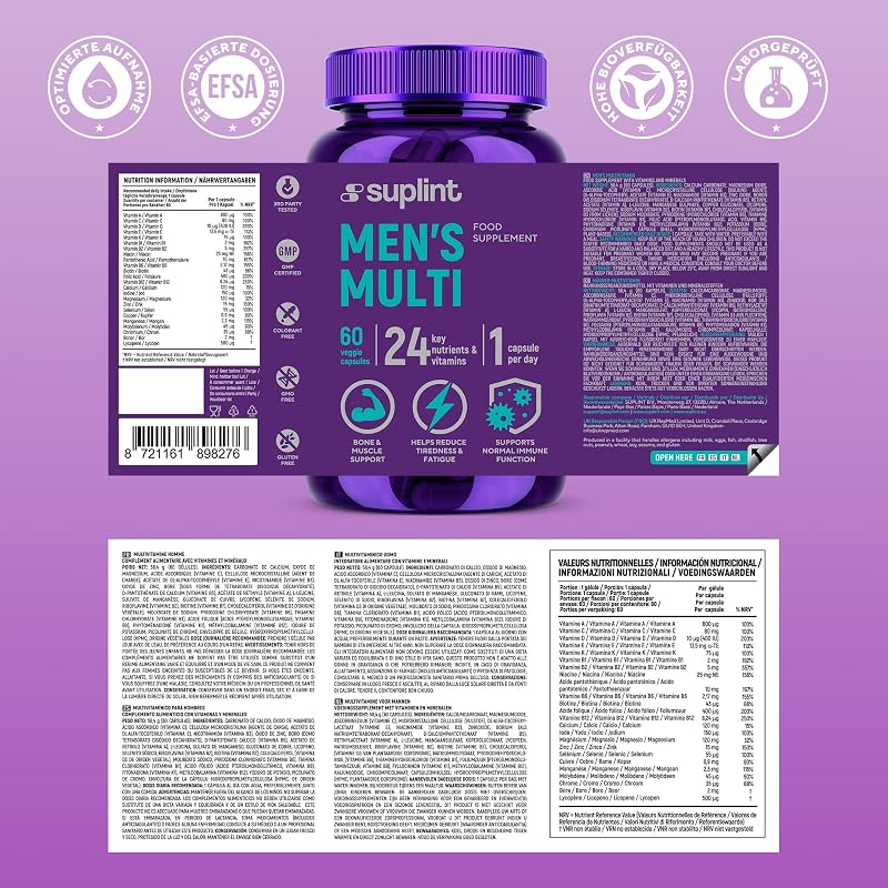 Hochdosiert Multivitamin Kapseln für Männer – Vitamin Komplex – 60 Kapseln