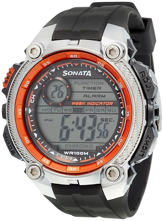 Buy Sonata Digital Black Dial Men's Watch 7993PP02 at Amazon.in