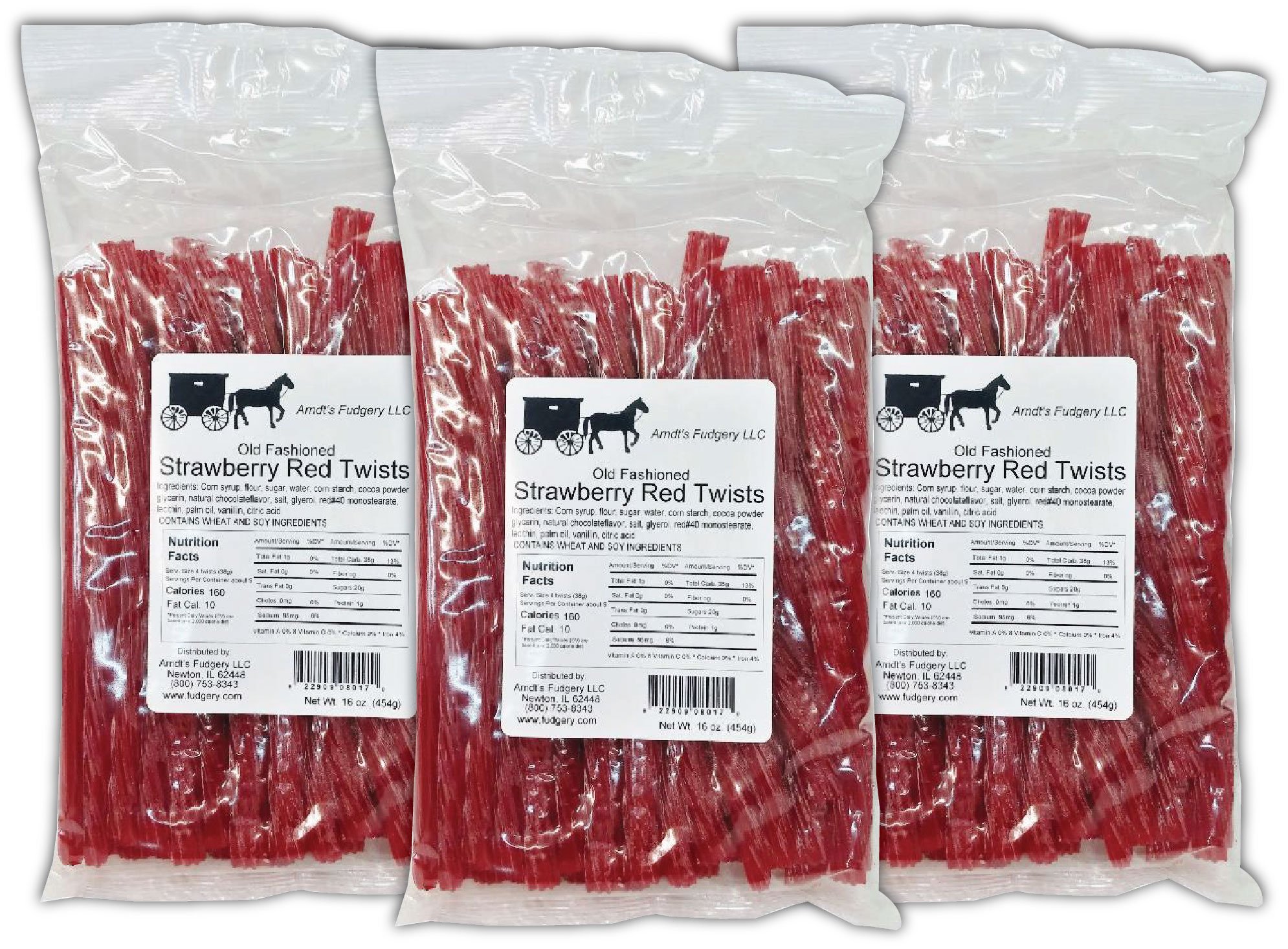 Amazon.com : Amish Licorice Twists - Three 16 Oz Pkgs. - Red Raspberry ...