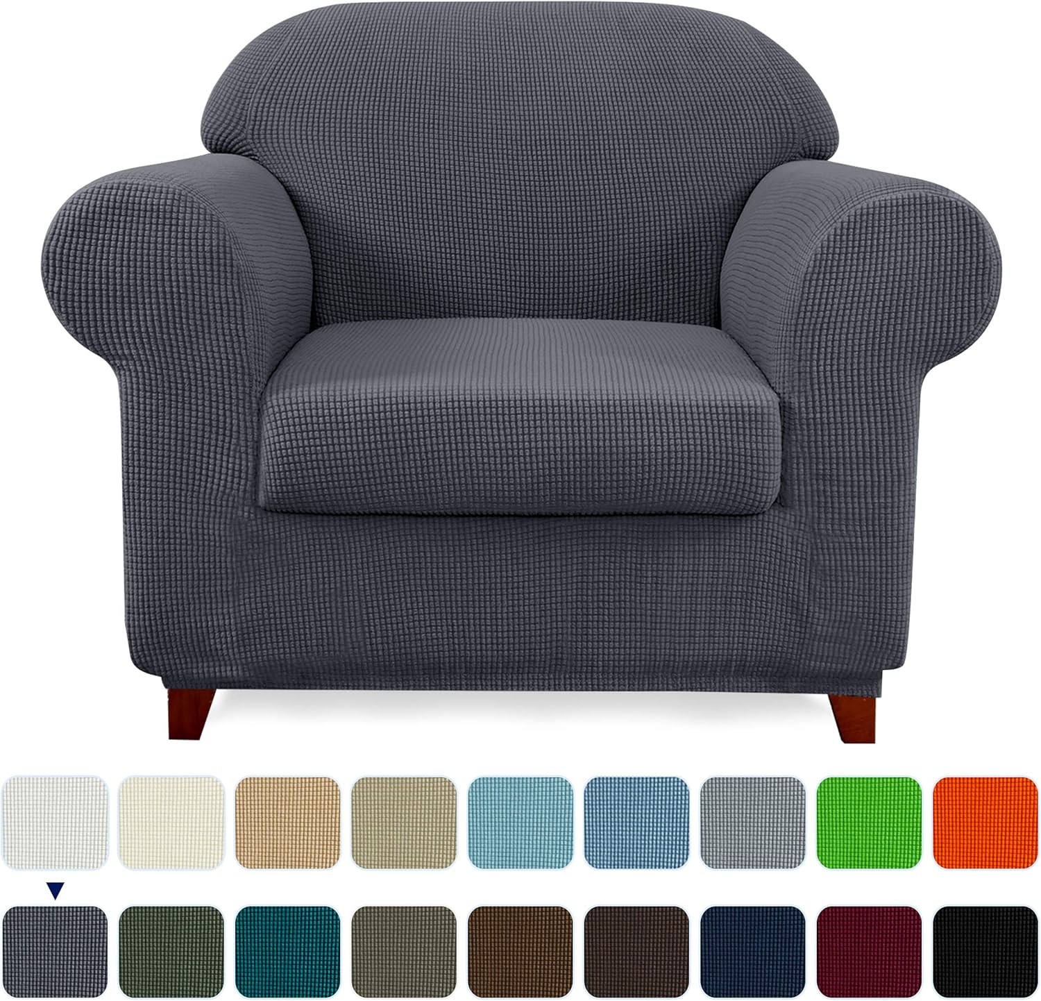 subrtex Sofa Cover 2 Piece Stretch Couch Slipcovers Furniture Protector for Armchair Loveseat Washable Soft Jacquard Fabric Anti Slip, Small, Gray: Home & Kitchen