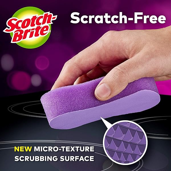 SCOTCH-BRITE™ GLASS COOKTOP PADS , 5.1INX3.0 IN X0.9 IN , ( 129MM X 76MMX 22MM) EA
