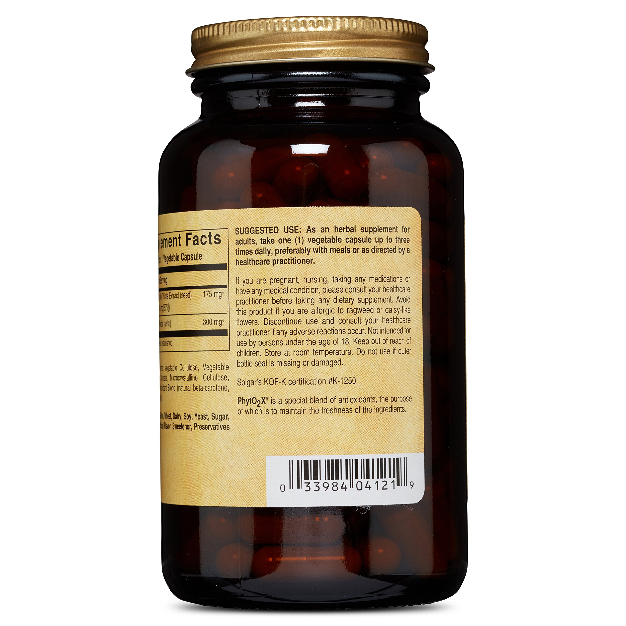 Solgar Standardized Full Potency Milk Thistle Herb Extract, 150