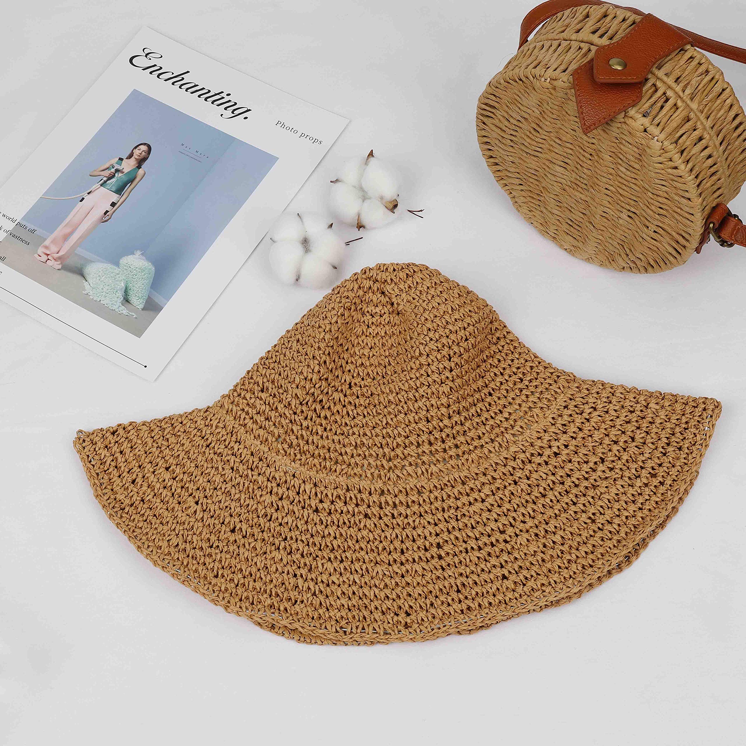 Women Straw Hat Wide Brim Beach Sun Cap Foldable Large Floppy for