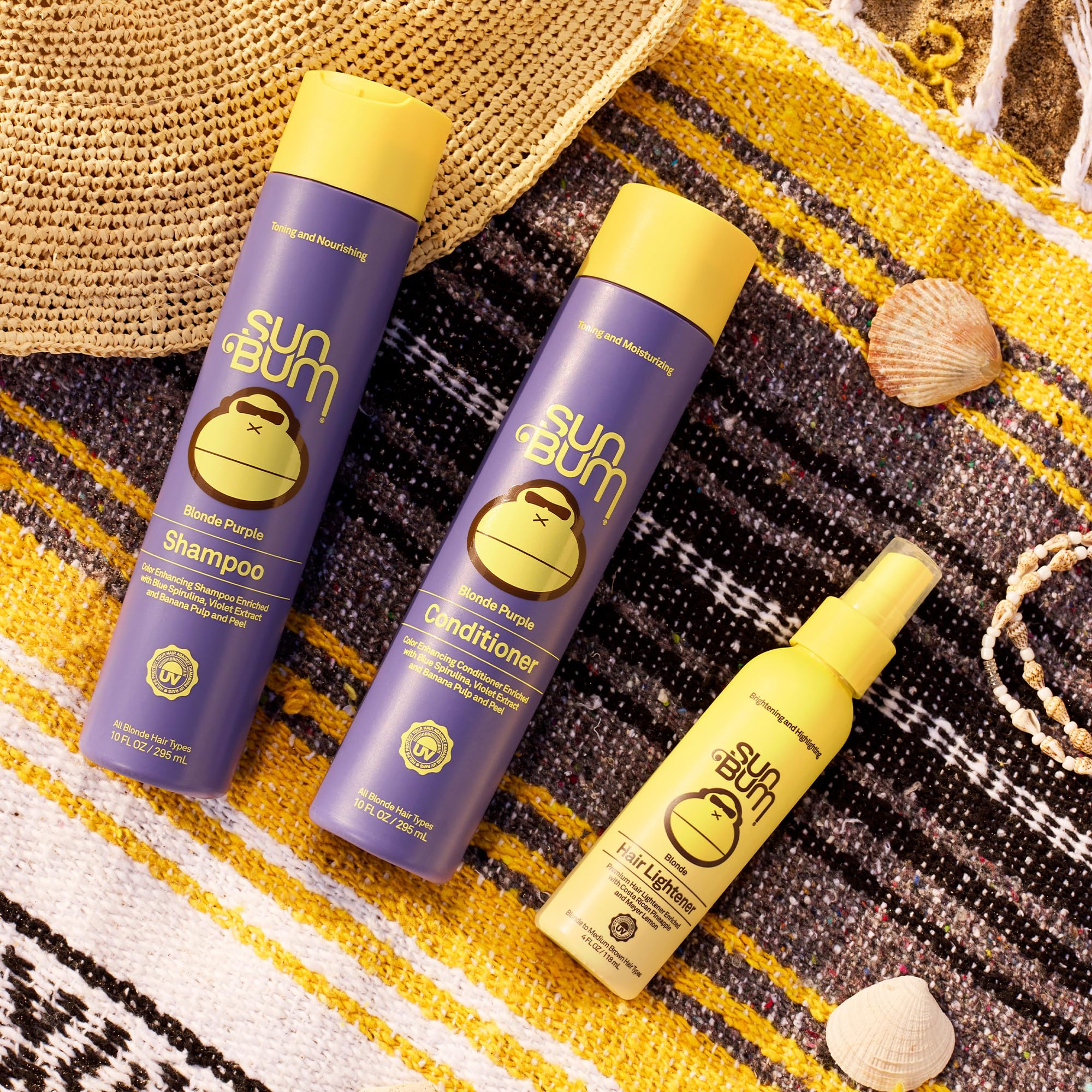 Sun Bum Hair Lightener Spray for Blonde to Medium Brown Hair - 4 oz | Enriched with Pineapple and Meyer Lemon | UV Protecting | Vegan