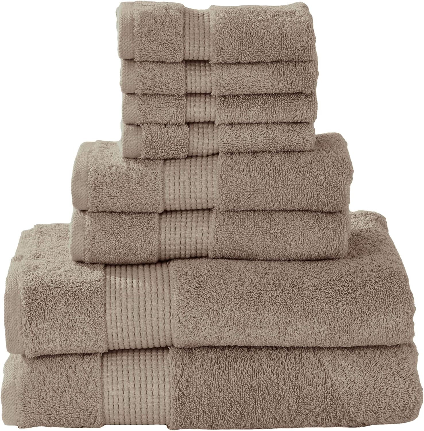 Manor Ridge Turkish Cotton 700 GSM 8 Piece Towel Set, Super Soft, Heavy Weight & Absorbent, Taupe: Home & Kitchen