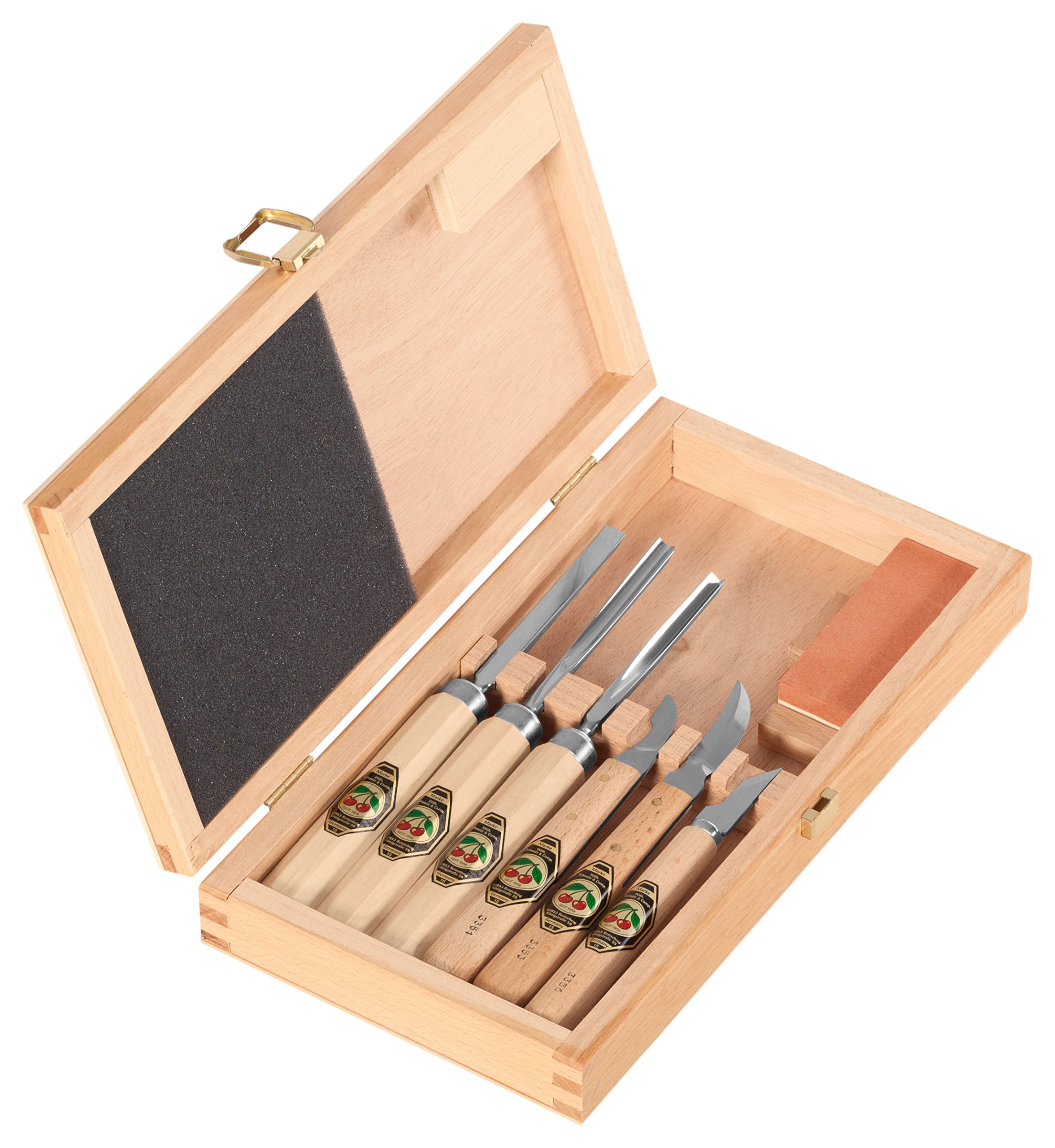Kirschen 3437000 Carving Tool Set in Wooden Box, Beige/Silver, 7-Piece — image 1