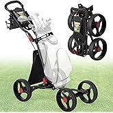 Clyvira CruiseMaster Golf Push Cart, 1-Click Folding Design | Durable wheel design, 300 lbs load capacity, 10" durable wheels, Large storage, Cup holder&amp;Cooler bag included