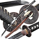 Katana，Hand-Forged Katana Sword，Razor-Sharp 1095 & T10 Damascus Steel Blade, Full-Tang Structure | for Martial Arts Practice, Collector's Display, Unique Gift for Men