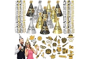 WASTROYAL 2026 New Years Eve Party Hats Kit - Happy New Years Paper Hats Eve Party Supplies for Adults Celebration Decoration