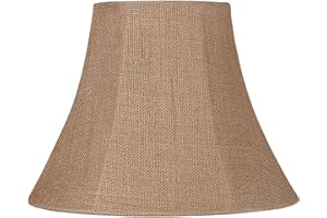Natural Burlap Medium Bell Lamp Shade 7" Top x 14" Bottom x 10.5" High (Spider) Replacement with Harp and Finial - Springcrest