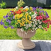 20 Bundles Artificial Fake Pansy Flowers for Outdoor - Yellow, White, Purple, Sunset red & deep pink Faux Pansies Flowers, Fake Flowers for Outdoor Planters, Porch, Garden, and Home Decoration