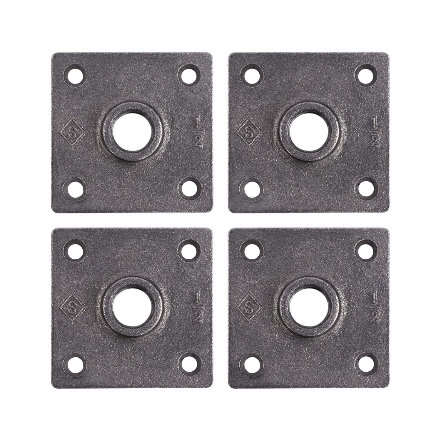 PIPE DÉCOR 1/2" Industrial Flange New Square Design Half Inch Threaded