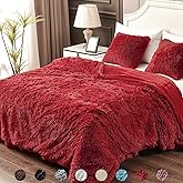 YUSOKI Long Faux Fur Twin Size Blanket,2 Layers,3.4lb for Bed Couch Home Décor Gifts Women (Red,60" x 80")