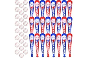 durony 24 Sets Inflatable Baseball Bats and Mini Foam Baseball Sports Stress Ball Sports Party Favors for Baseball Party Supplies Sports Theme Toy