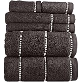 Lavish Home 6 Piece Bathroom Towels Set - 525GSM 100% Cotton Bathroom Essentials - 2 Bath Sheets, 2 Hand Towels, and 2 Wash Cloths for Bath, Shower, Gym, Spa, and Dorm Room (Charcoal)