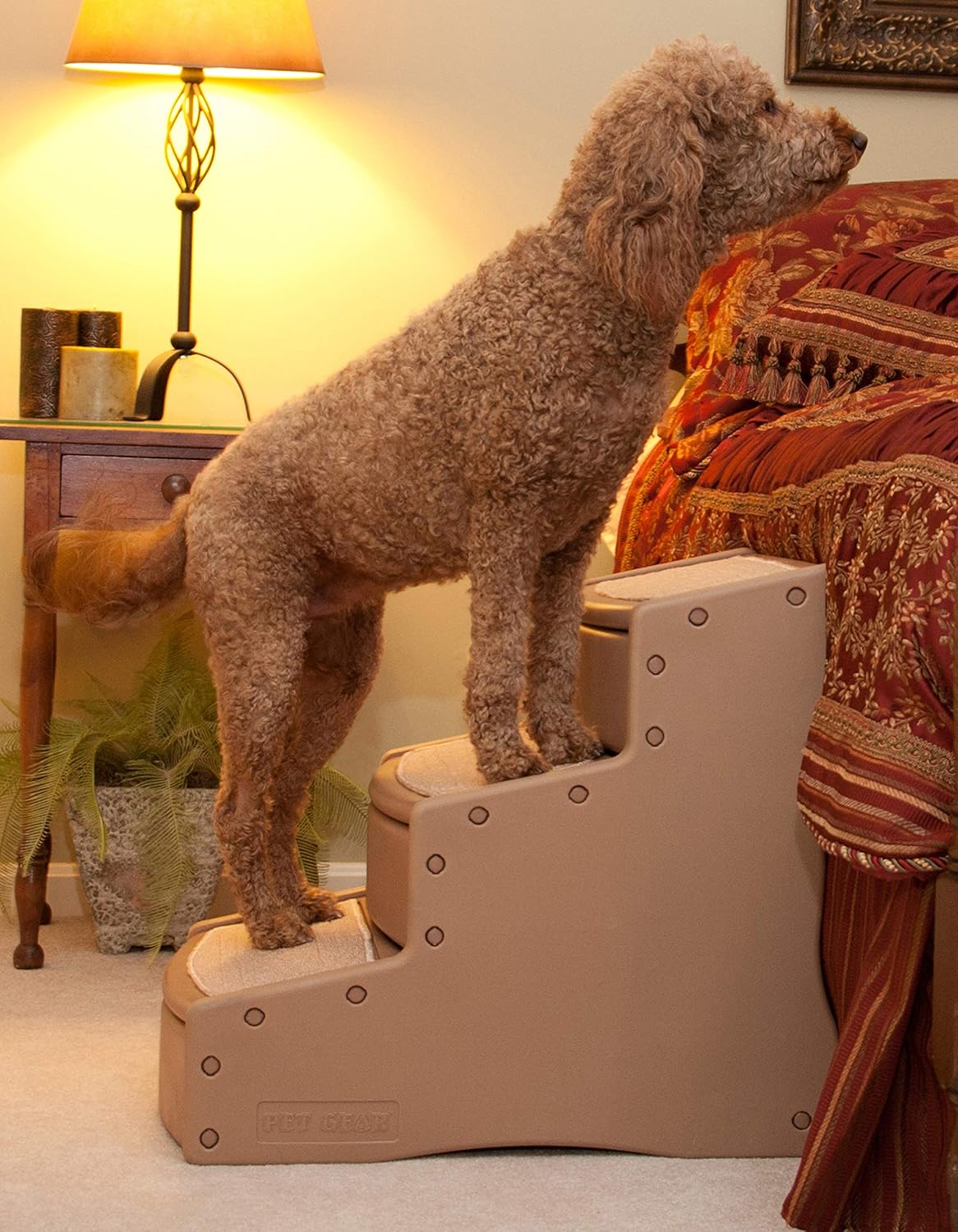 Pet Gear Easy Step III Extra Wide Pet Stairs, 3-step/for cats and dogs up to 200-pounds, Tan : Large Dog Steps : Pet Supplies