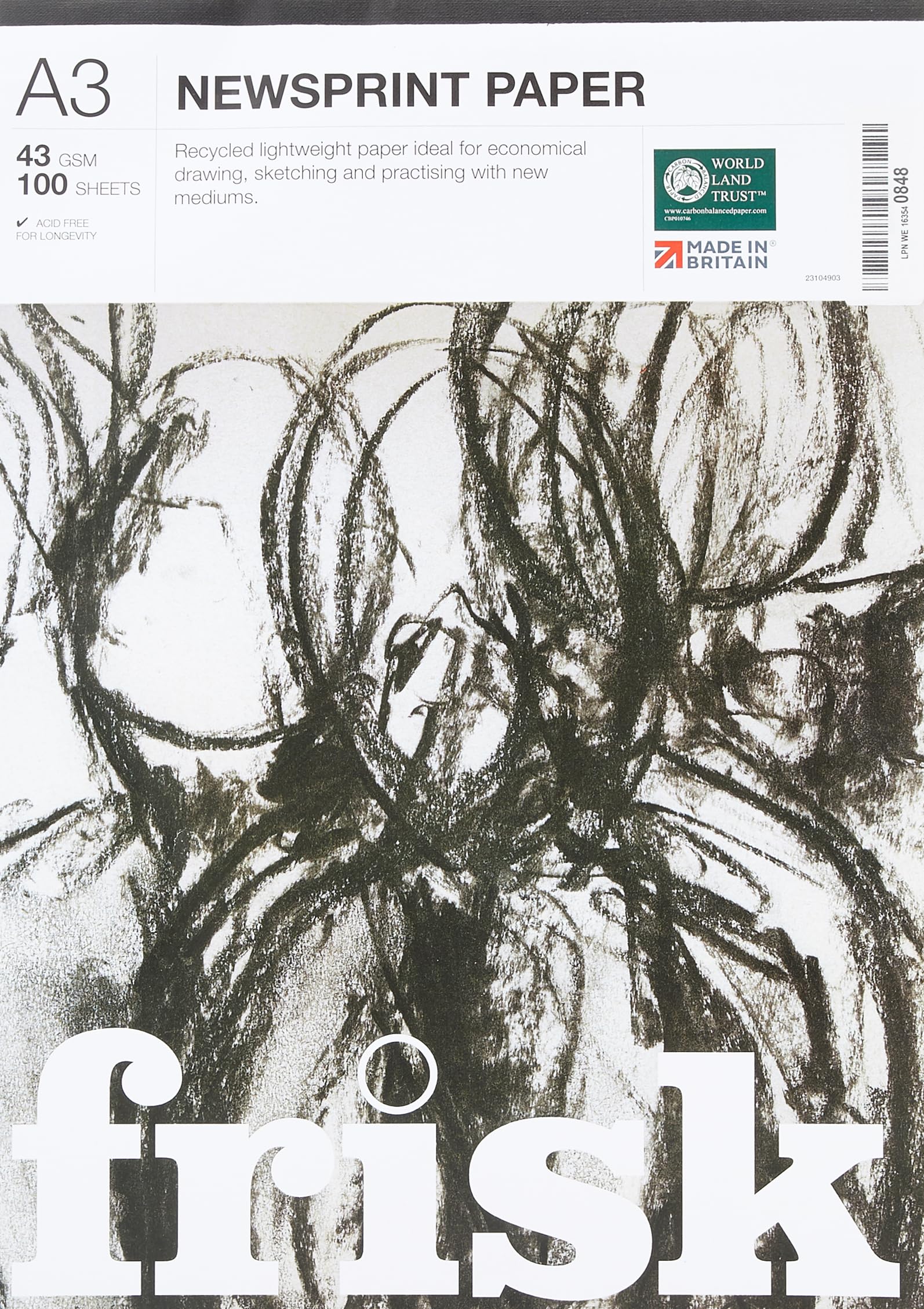Frisk 23104903 A3 Newsprint Pad, Paper, White, 42 x 30 x 1 cm