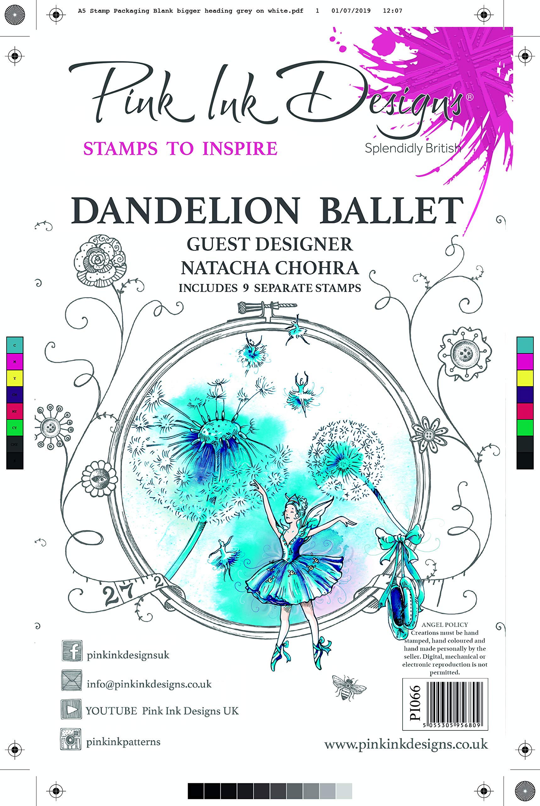 Pink Ink Designs Guest Designer-Natacha Chohra-Dandelion Ballet-Clear Stamp Set, Photopolymer, A5