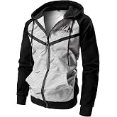 LAIWANG Men's Color Block Hoodie-Full Zip Ultimate Heavyweight Fleece Hoodie-Camo zip up hoodie With Kanga Pocket