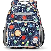 mibasies Boys Backpack 5-8: Lightweight Kids Backpacks Boys - Boy Bookbag for Elementary School - Galaxy LightGray