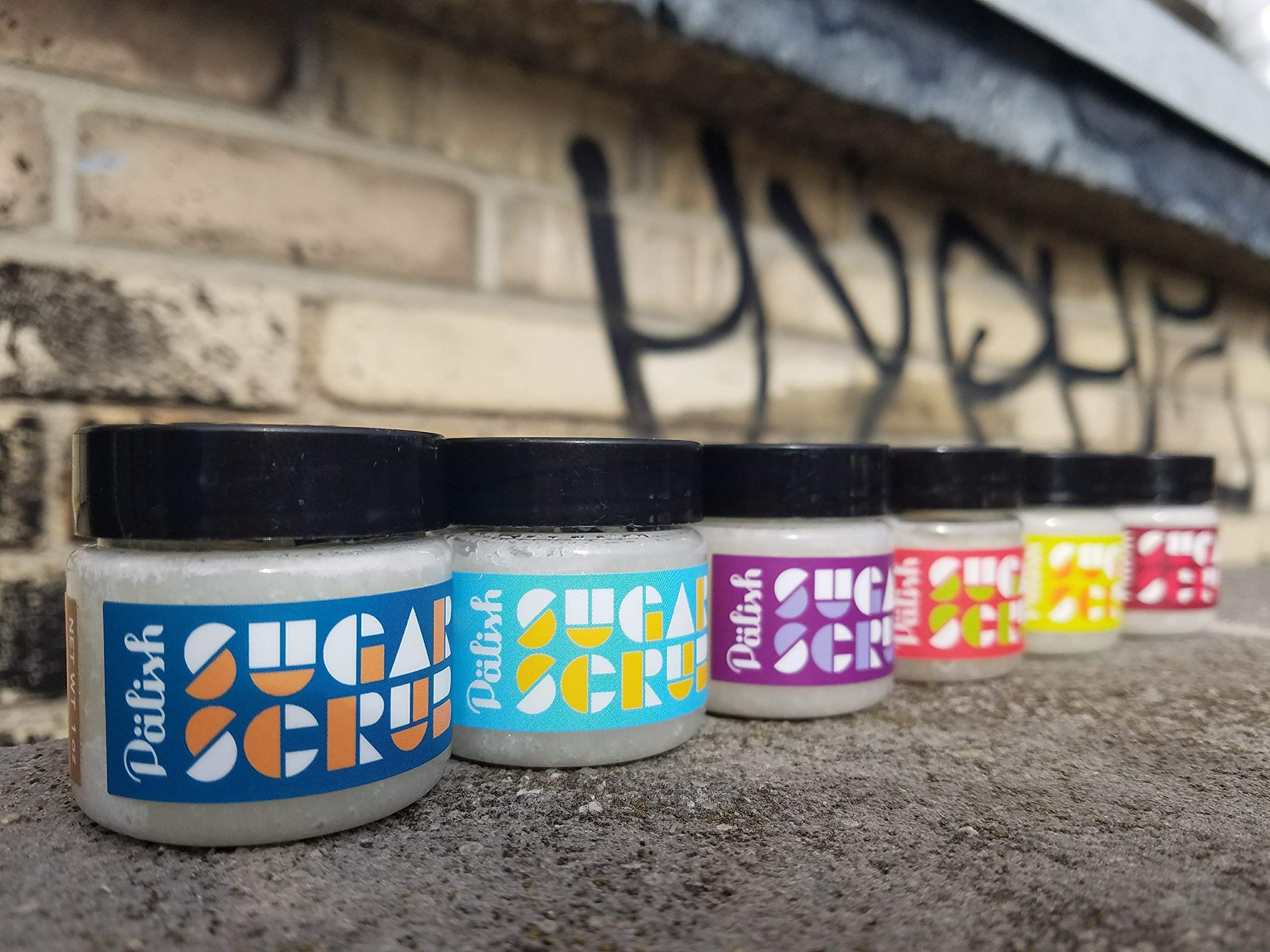 Palish Ultra Hydrating and Exfoliating Sugar Scrub | Natural | Paraben Free, Vegan, Cruelty Free | Six, 1 Oz Jars | Variety Pack