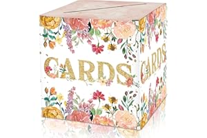 HEZNZXQ Floral Card Box - Watercolor Collapsible Money Box or Gift Box for Baby & Bride Shower, Birthday, Wedding Reception, Engagement Party, Graduation - 8"x8"x8" Party Favors Decorations Boxes(06)