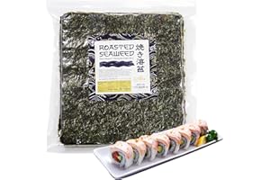 Fusion Select Full Sheet Roasted Seaweed Sheets for Sushi Rolls - Japanese Nori Sheets For Sushi, California Roll, Onigiri, Musubi, Maki, Bento, Dried Seaweed Snack - Full Sheets of Yaki Nori (100 Counts)