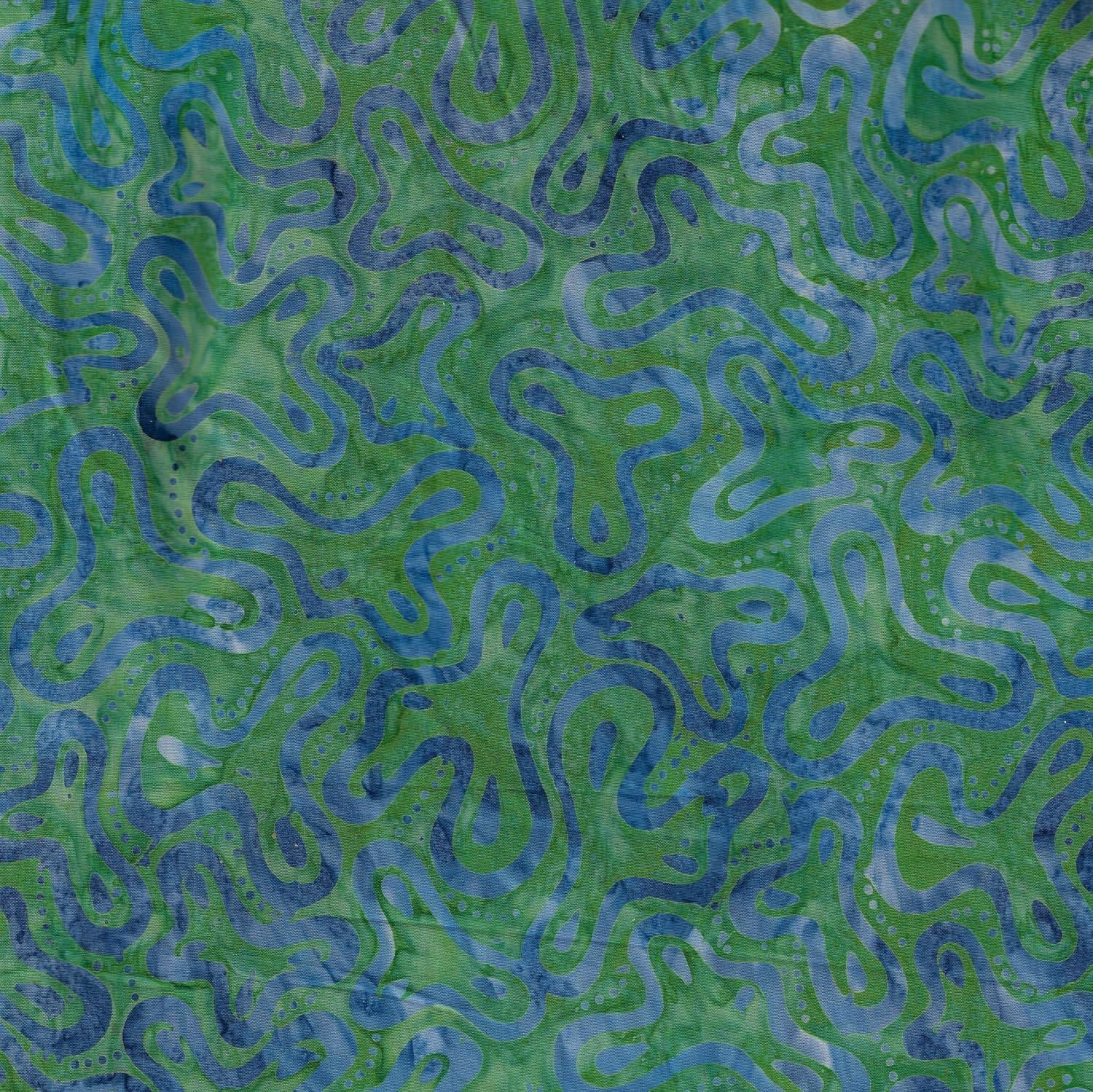 Green Cell Design 100% Cotton Bali Batik Tie Dye Pattern Fabric for Patchwork, Quilting & Crafting – (Priced Per/Quarter Metre)