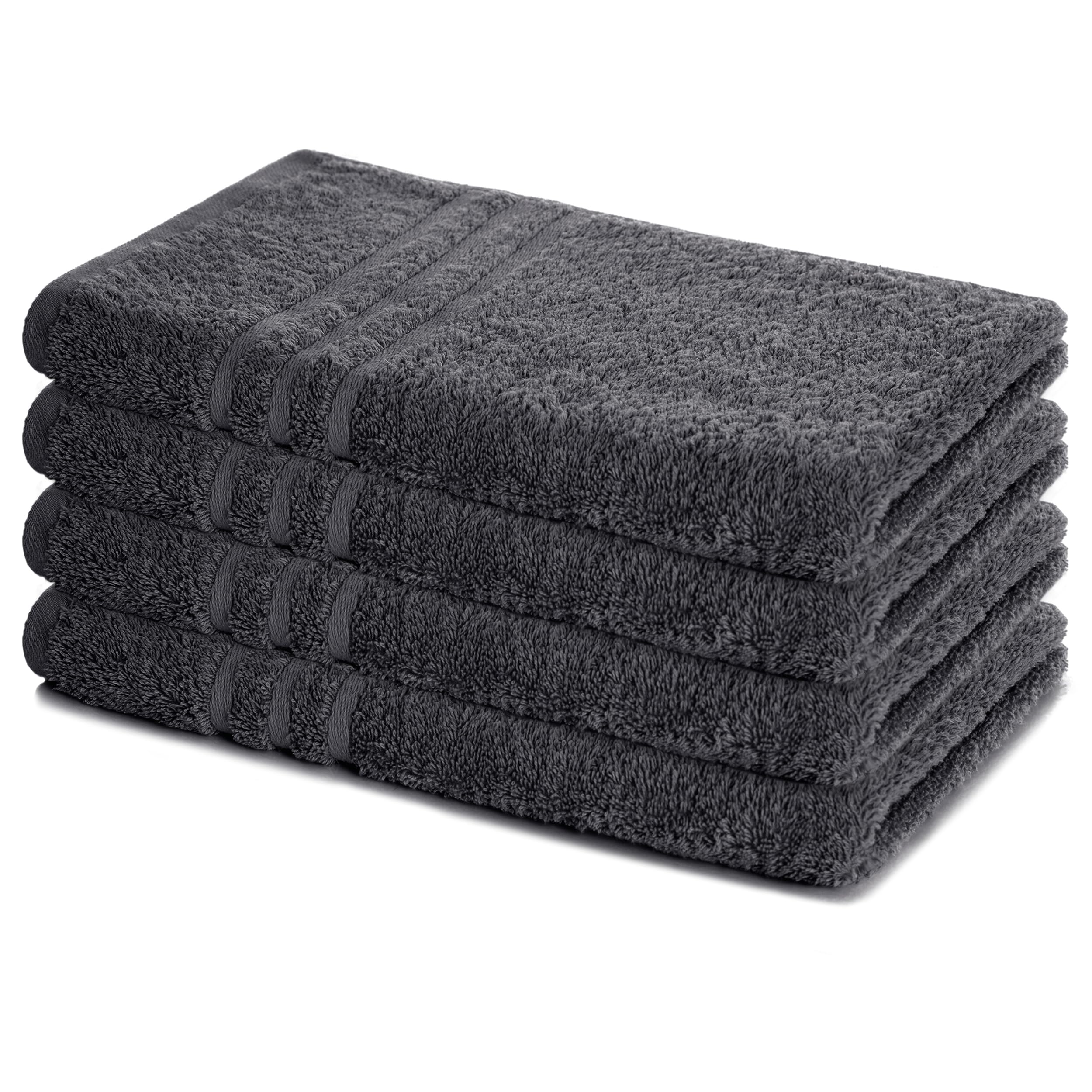 Lavea® 4er Set Handtücher 50x100 cm, Elena Frottiererie, 100% Baumwolle, Frottier Badetuch, saugstark und weich, Sporthandtuch, 60°C waschbar, trocknergeeignet, Handtuch Set, Frottee, Anthrazit