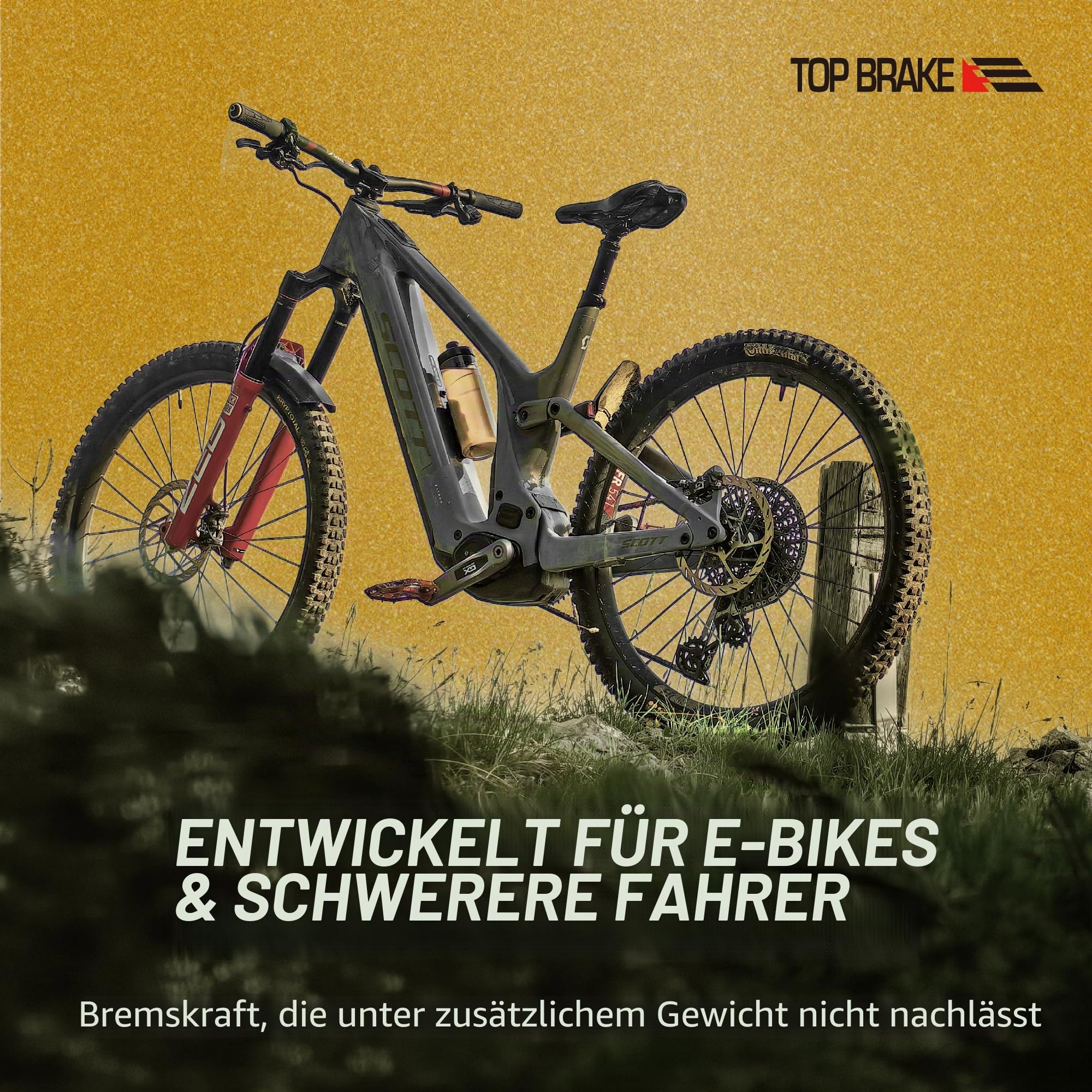 Top Brake Scheibenbremsbeläge für Elektrofahrräder, kompatibel mit Shimano Saint BR-M810/820, XTR-M9120, TEKTRO, TRP 4-Kolben | E-MTB, Fahrradparkplatz | E-Bike-Verbindung, langlebig, Gold(2 Paar) 2