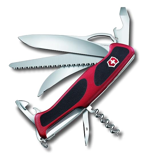 title=Victorinox RangerGrip 57 Hunter Coltellino Multiuso Svizzero, Rosso/Nero