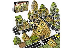 GobiDex Magnetic Tiles Army Toys, STEM Military Magnetic Building Blocks for Toddler Kids Ages 3-5 4-8, Sensory Magnet Construction Toys Birthday Gifts for 3+ Year Old Boys & Girls Army Men Playset