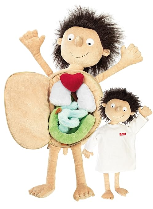 sigikid, Mädchen und Jungen, Stoffpuppe Patient Erwin, Lernspiel, Mehrfarbig, 38322