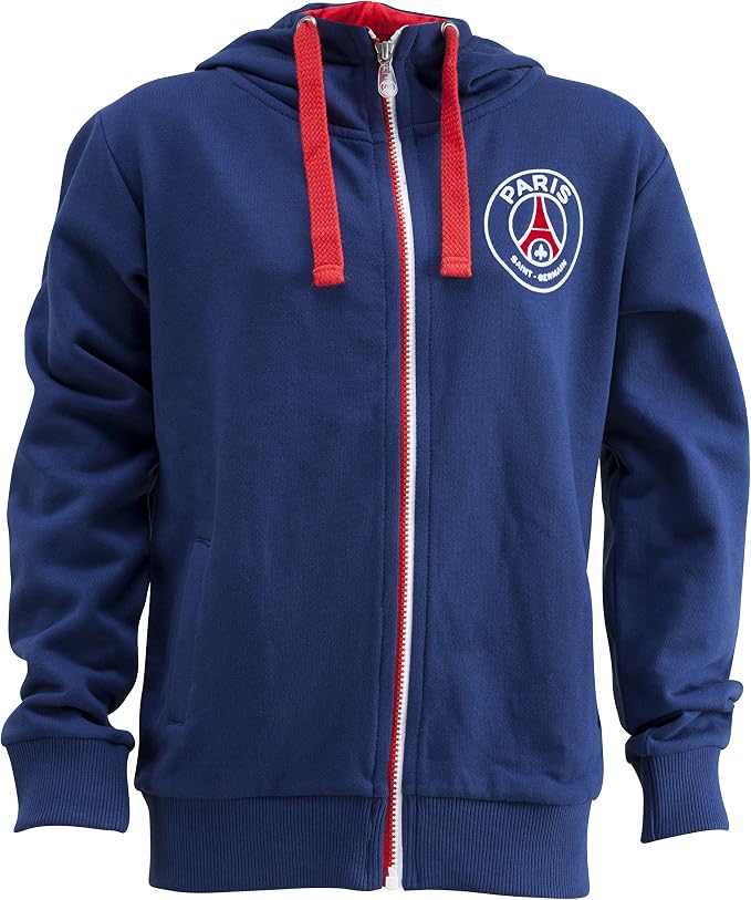 Veste Sweat à Capuche PSG Paris Saint-Germain - Collection Officielle Homme | 70% Coton, Zippée