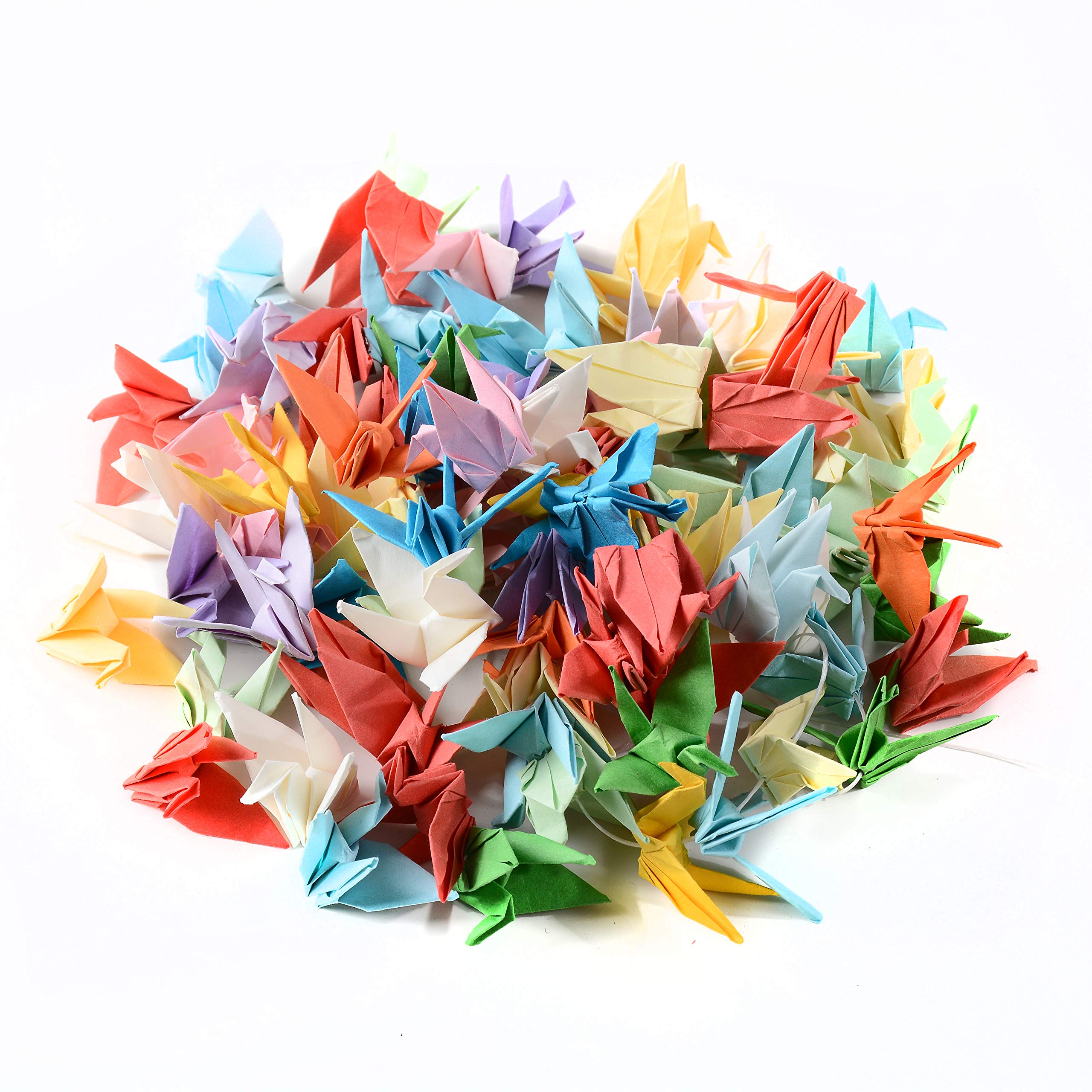 RayLineDo® 100PCS DIY Handmade Multicolor Paper Crane Origami Paper with 70M Crystal String