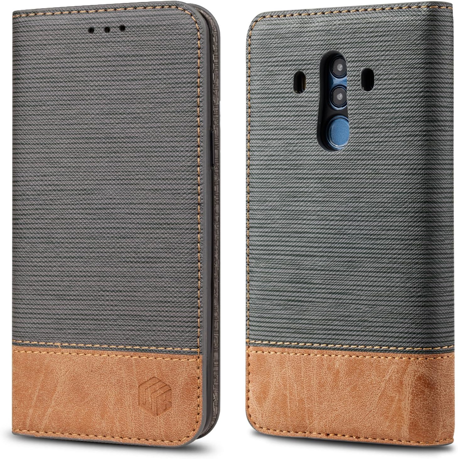 for Huawei Mate 10 Pro Case,WenBelle[Blazers Series] Stand Feature, Premium Soft PU Color Matching Leather Wallet Cover Flip Cases for Huawei Mate 10 Pro (Grey)