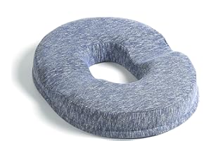 JEMA Donut Pillow, Tailbone Memory Foam Seat Cushion by Ergonomic Innovations for Sores, Coccyx, Sciatica, Pregnancy, Post Natal (Blue)