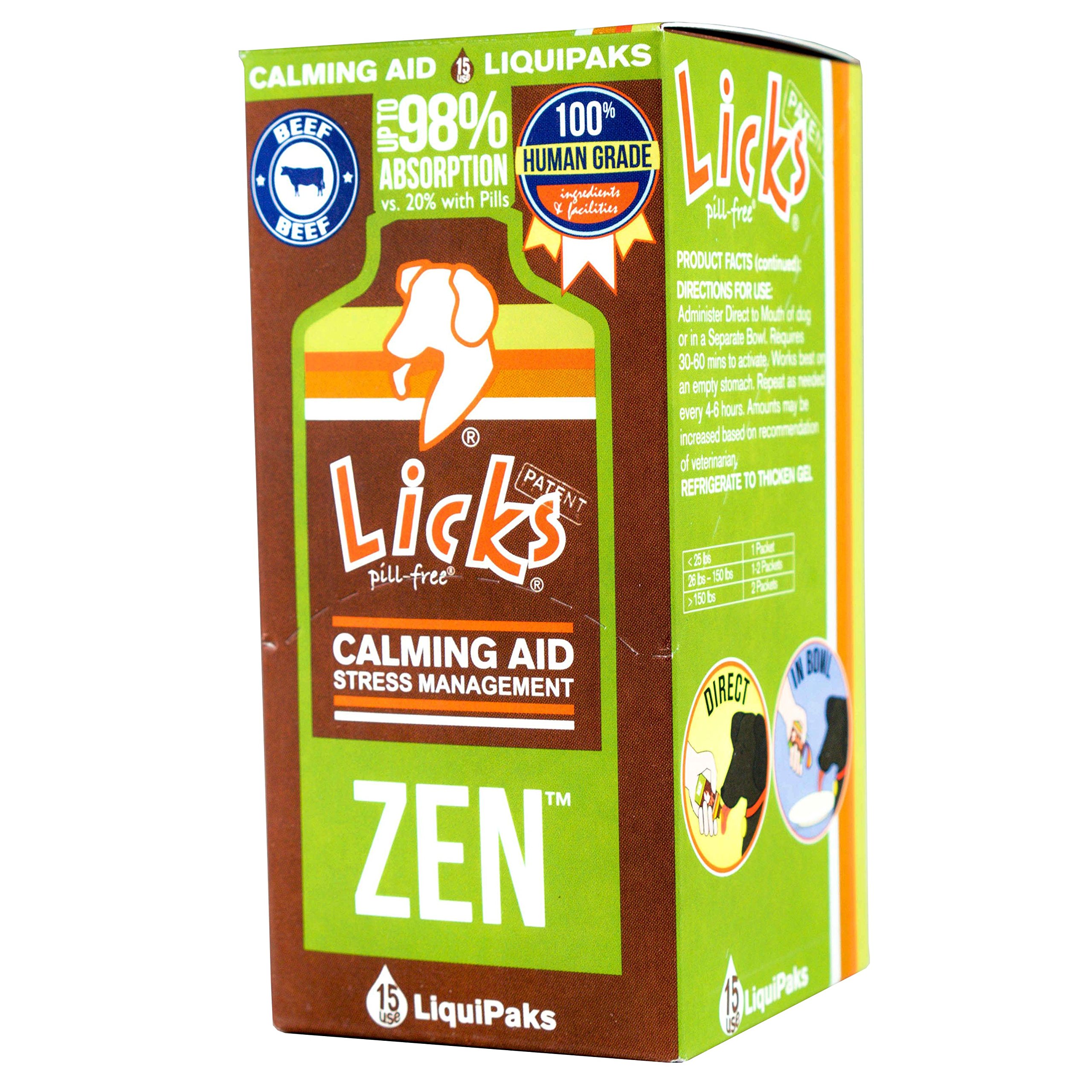 LICKS Dog Zen Calming Aid Supplements 15use (Braised Beef Flavor) on