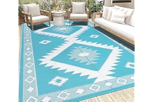 HEBE Outdoor Rug 6'x9' Waterproof for Patios Clearance, Reversible Plastic Straw Rug Camping Carpet, Indoor Outdoor Area Rugs Patio Mats for RV,Picnic,Backyard,Deck,Balcony,Porch