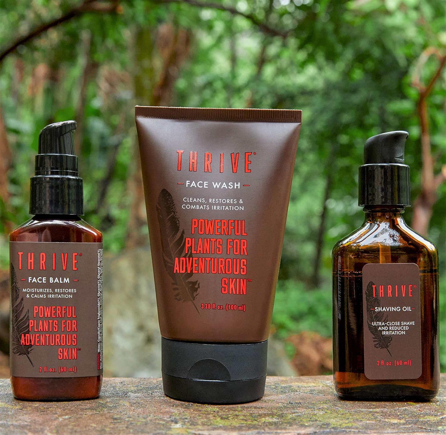 Thrive Natural Men's Skin Care Set (3 Piece) – Grooming Gift Set to Wash, Shave, and Moisturize Daily; Gift for Men Made in USA with Organic & Unique Natural Ingredients for Healthy Mens Skin Care: Beauty